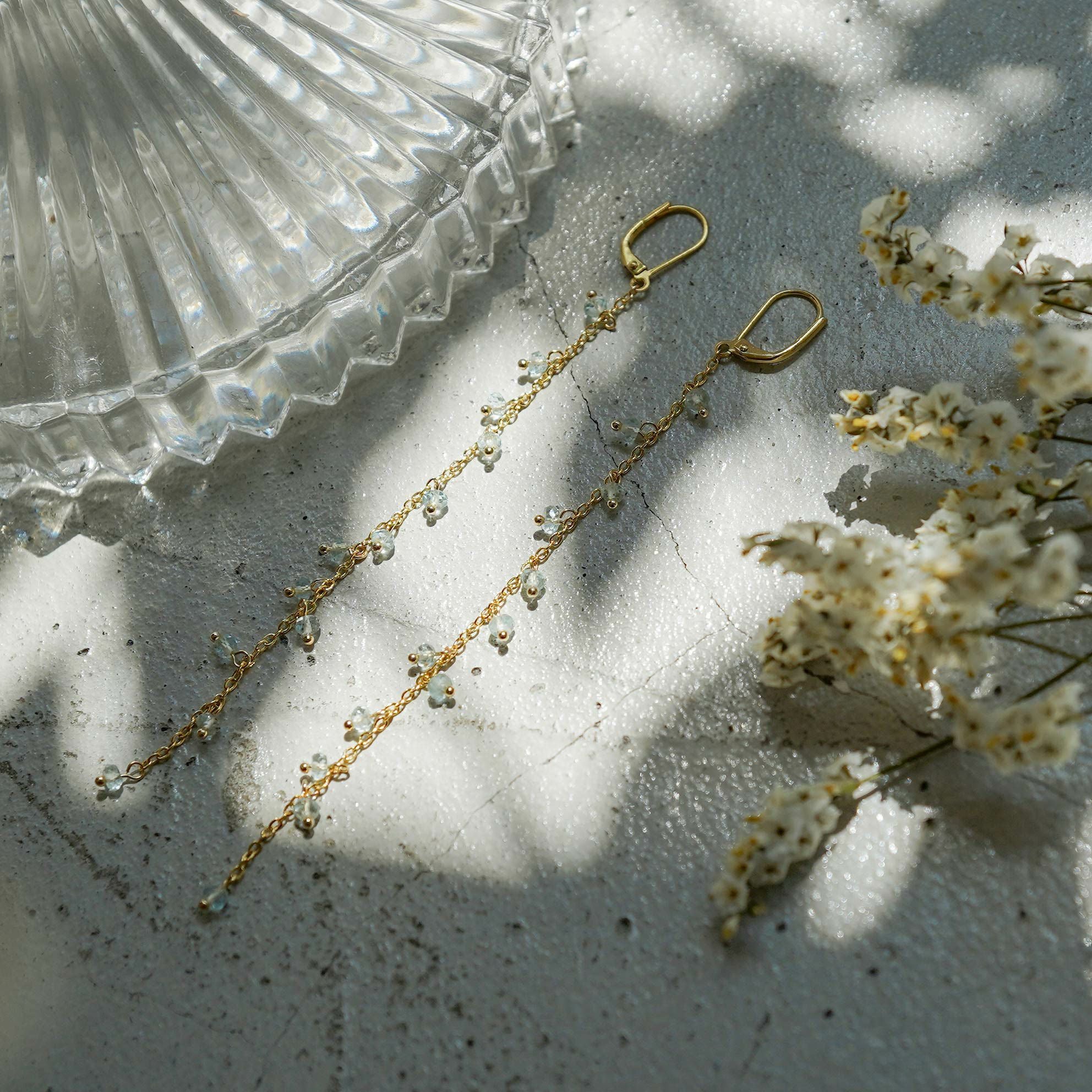 Liala-SALE アクアマリン ロング ピアス イヤリング Aquamarine Long