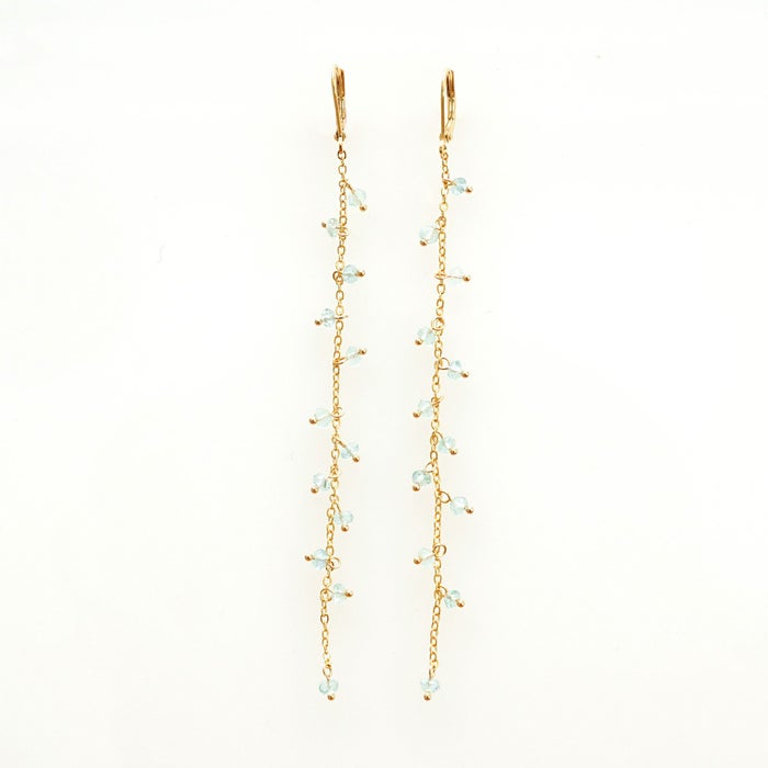 アクアマリン ロング ピアス イヤリング Aquamarine Long Pierce Earring