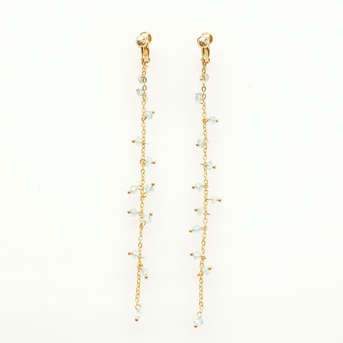 アクアマリン ロング ピアス イヤリング Aquamarine Long Pierce Earring