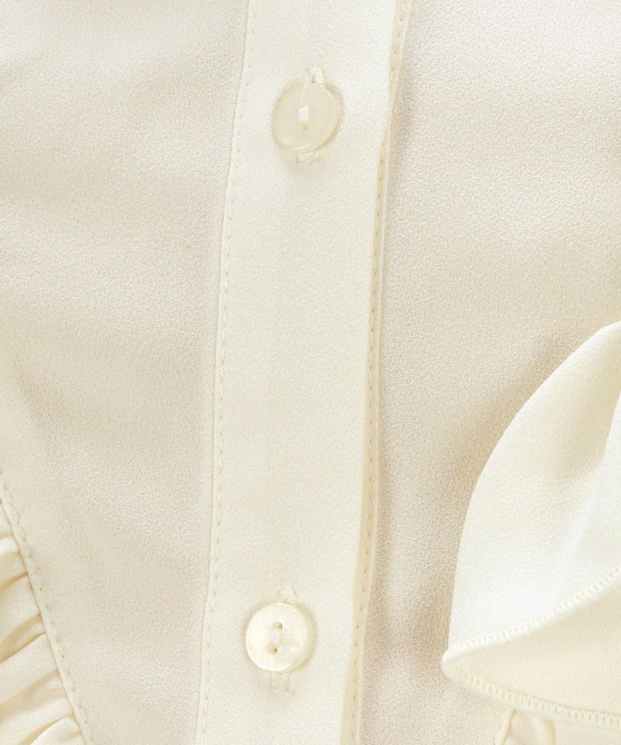レディース/トップス/ブラウス/ボウタイ/トップス/9分袖/上品/シンプル/ベーシック/華やか/フリル/Vネック/韓国服/