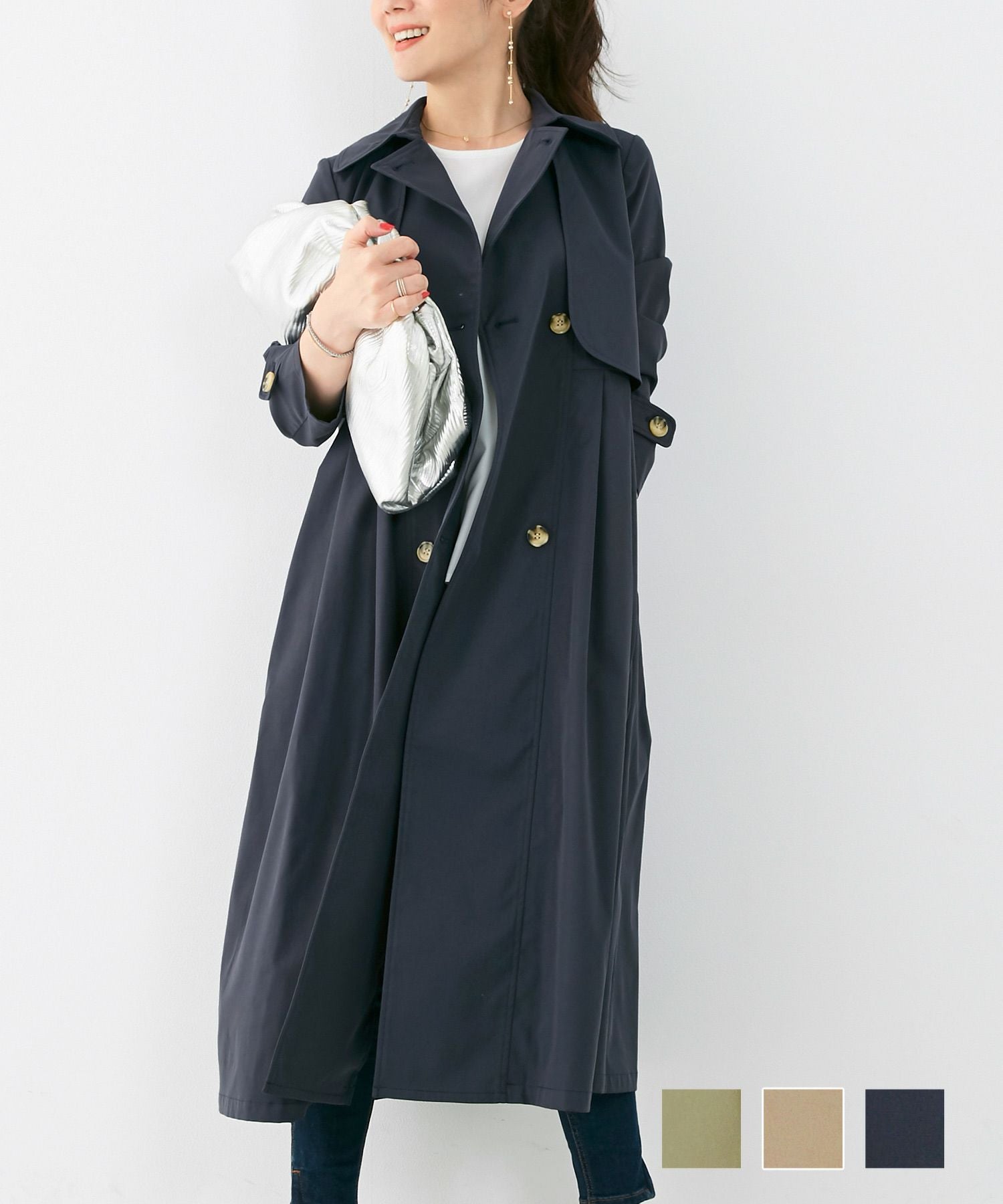 トレンチコート 後ろティアード プリーツ Liala×PG 全3色｜lpg112-1173