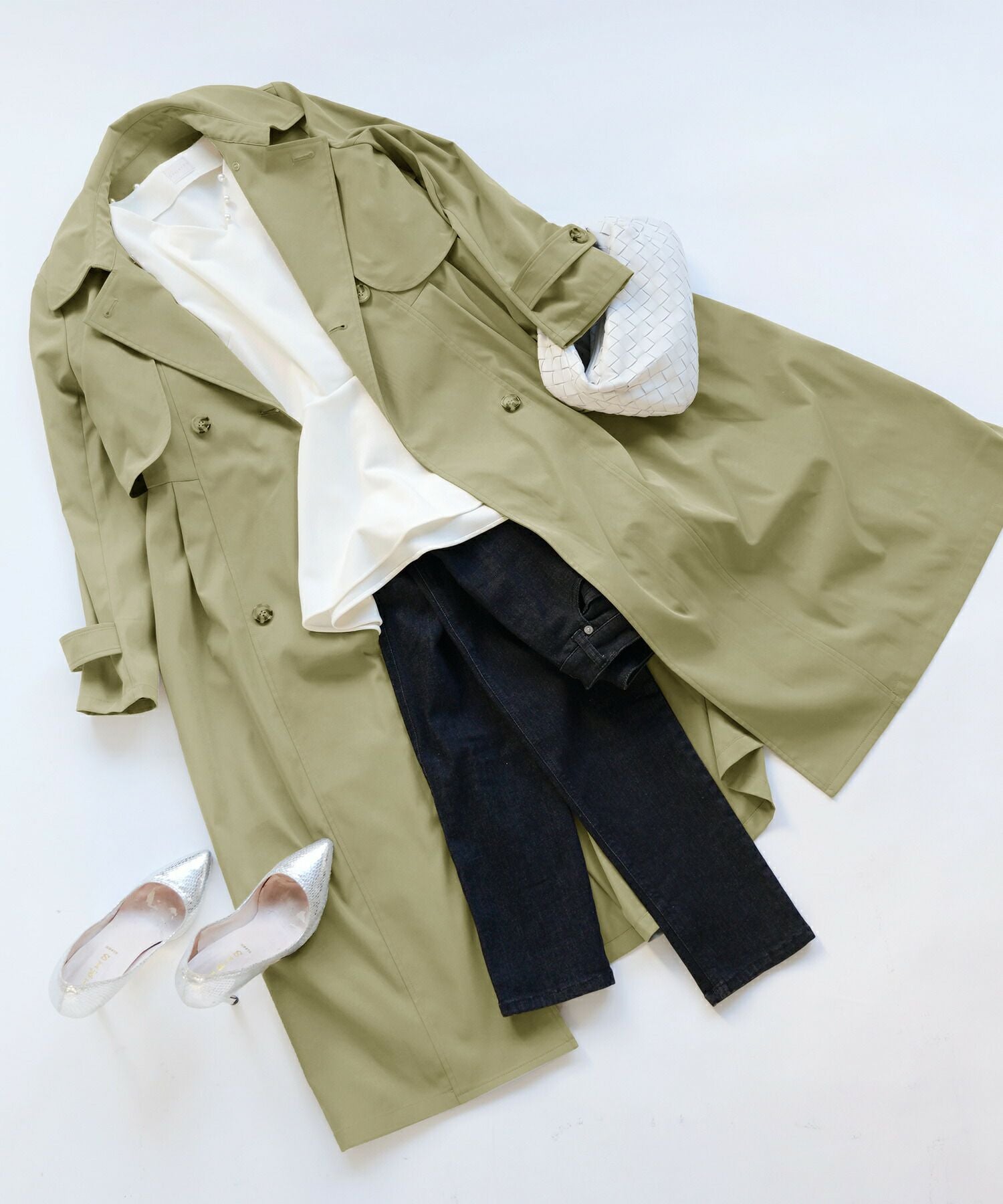 トレンチコート 後ろティアード プリーツ Liala×PG 全3色｜lpg112-1173