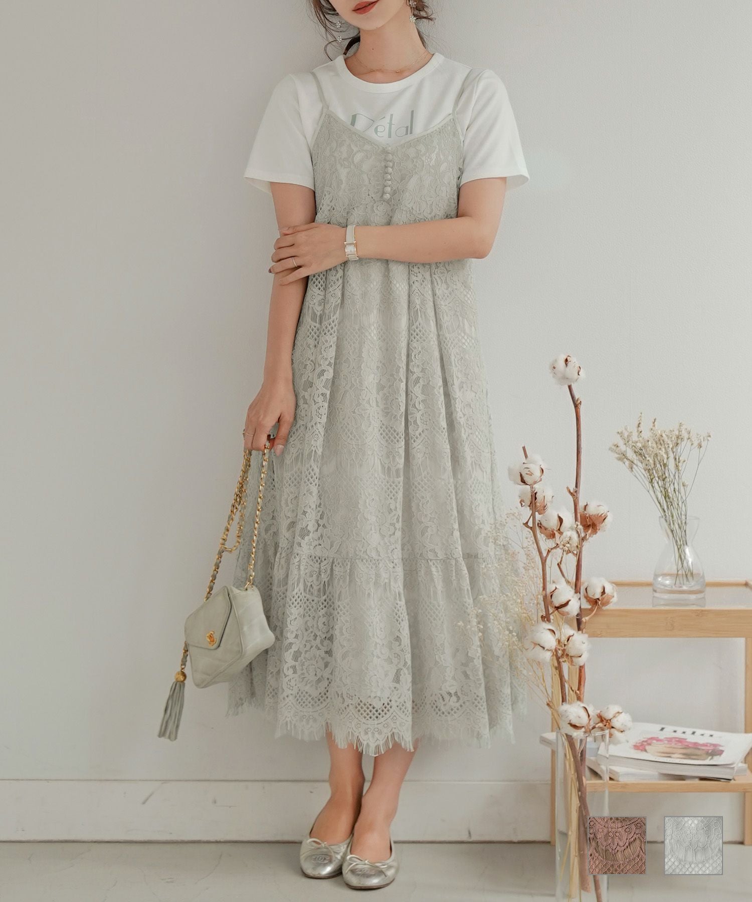 レース キャミワンピース le reve vaniller 全2色｜lvn311-1281【1