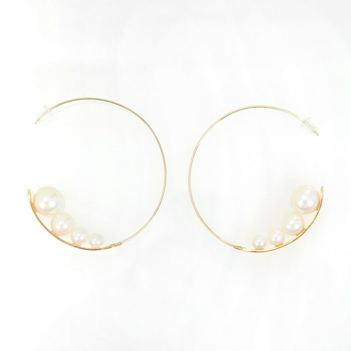 フルムーン パール ピアス Fullmoon Pearl Pierce 月 フープピアス 真鍮 フルムーン パール ピアス Full Moon Pearl Pierce （Liala）