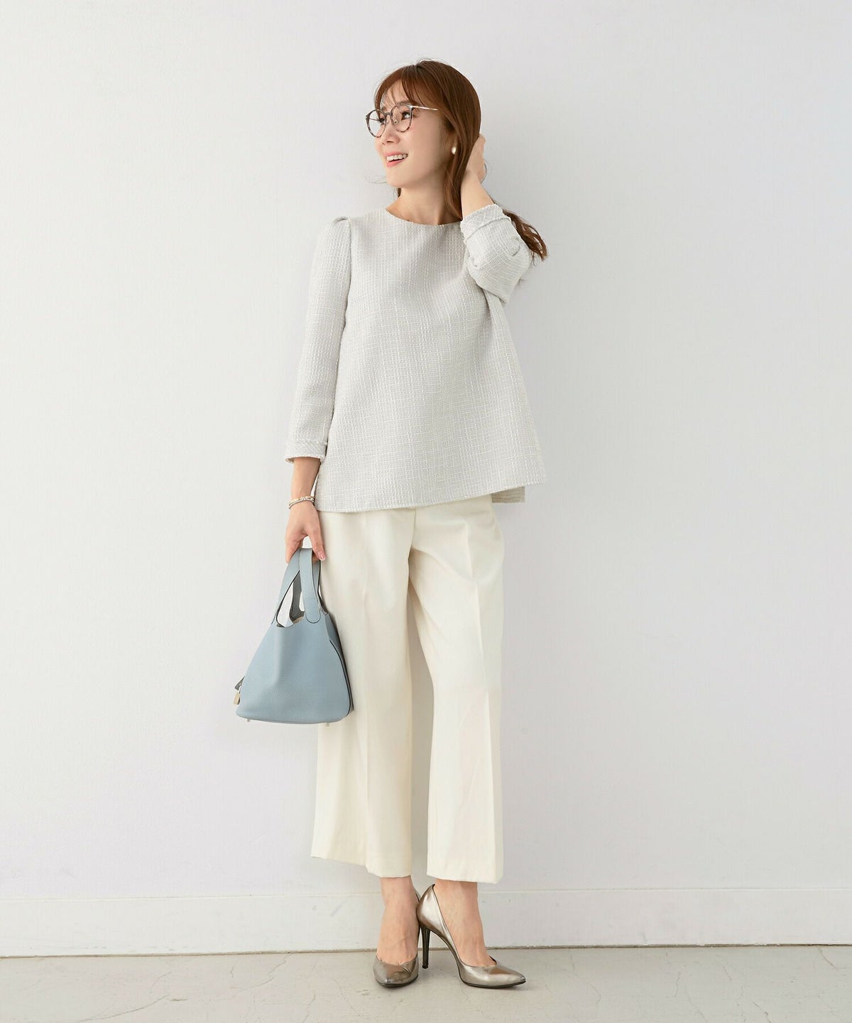 ツイード/オケージョン/セレモニー/8分袖/ファスナー