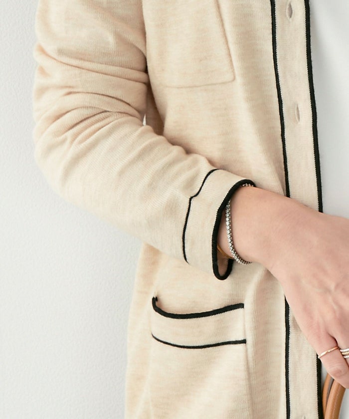 新色追加/手洗い可/長袖/アンサンブル対応/くるみボタン/配色/上品/綺麗め