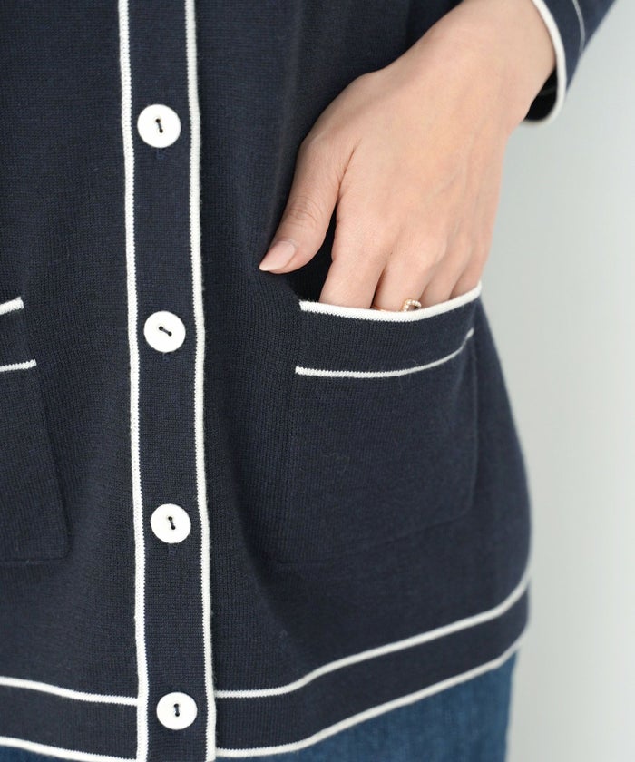 新色追加/手洗い可/長袖/アンサンブル対応/くるみボタン/配色/上品/綺麗め