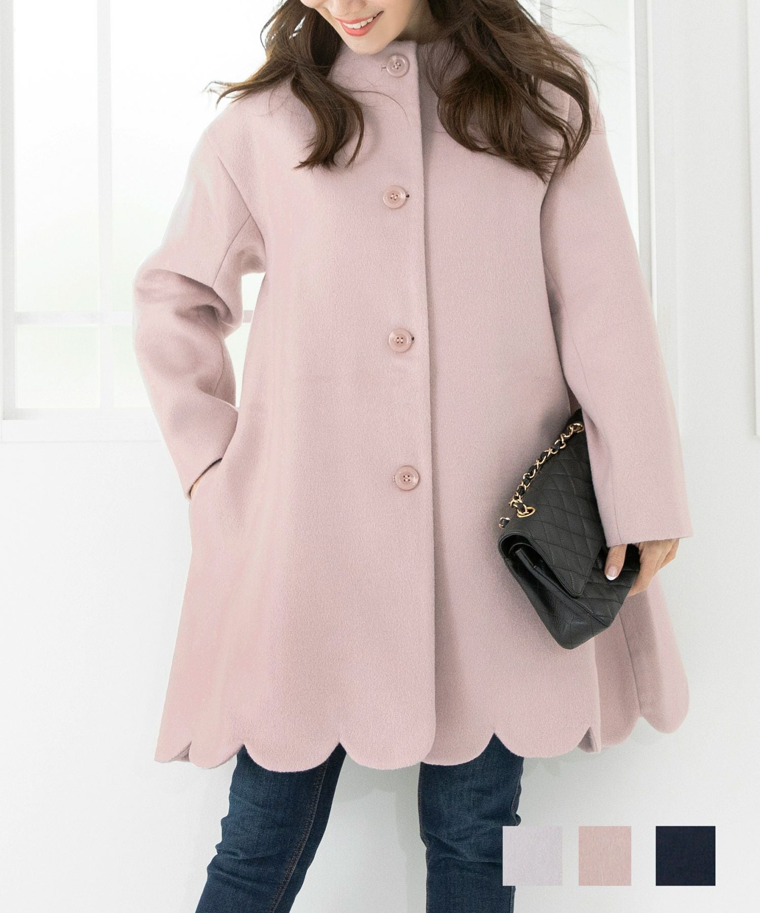 コート 裾スカラップ Aライン Liala×PG 全3色｜lpg112-1174【1