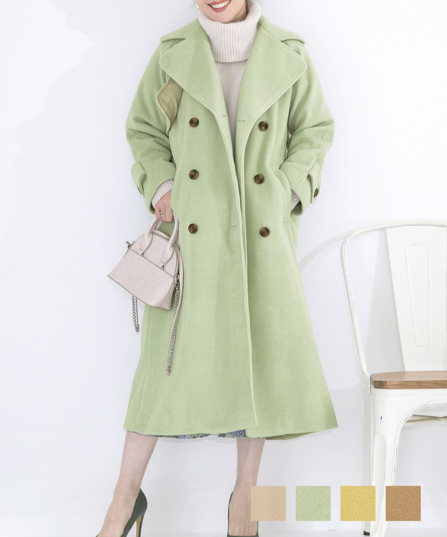 OUTLET-SALE コート カラー トレンチ型 ロング Liala×PG 全4色｜lpg112