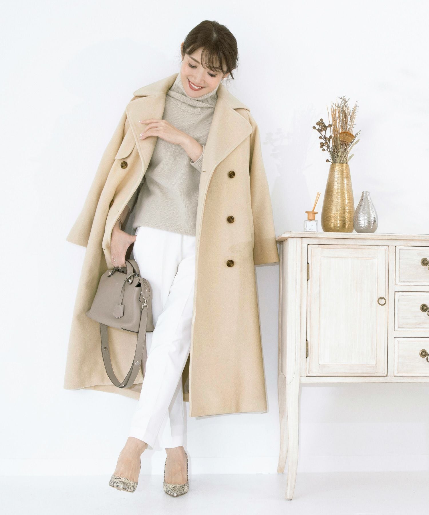 OUTLET-SALE コート カラー トレンチ型 ロング Liala×PG 全4色｜lpg112