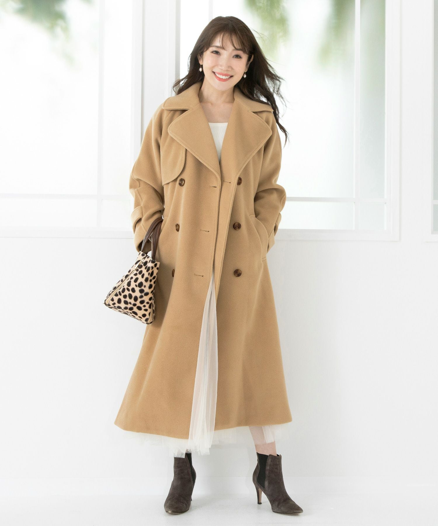 OUTLET-SALE コート カラー トレンチ型 ロング Liala×PG 全4色｜lpg112