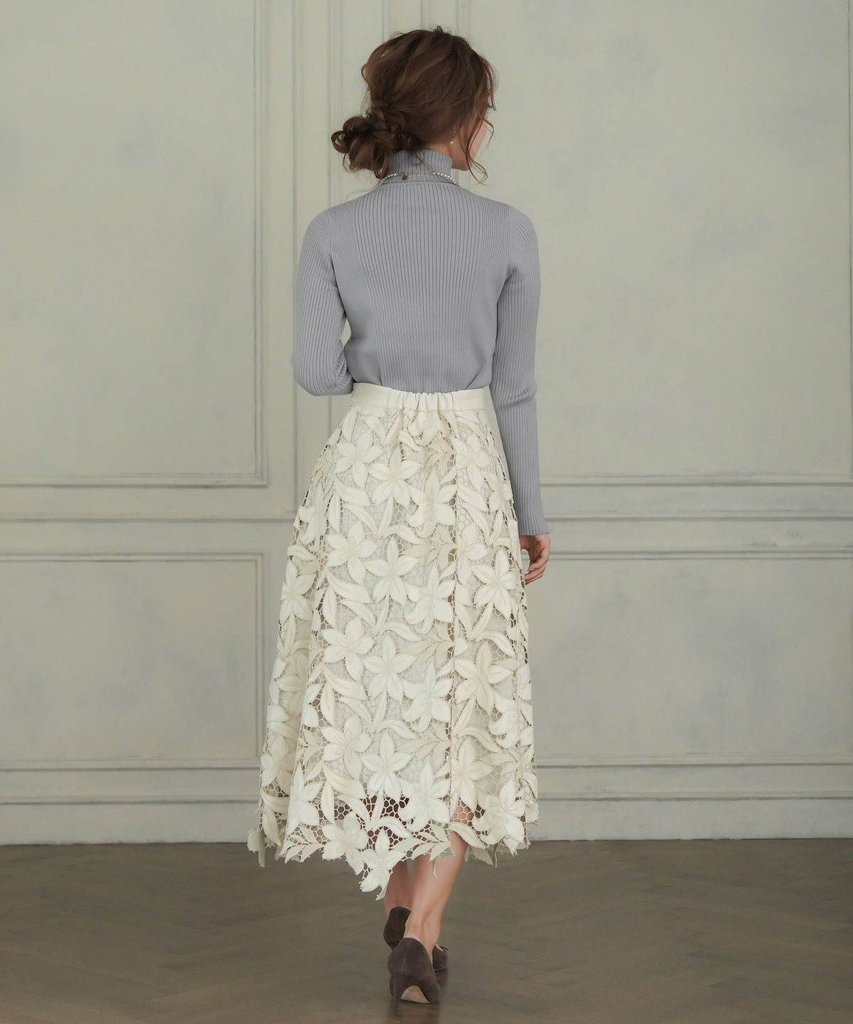 手洗い可/レディース/トップス/ニット/プルオーバー/リブ/タートルネック/スリット/パール/秋/冬/長袖/アイボリー/ブルーグレー/ブラウン/ブラック/