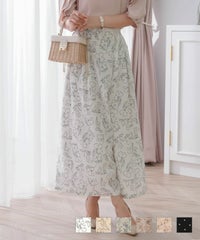 ワイドパンツドローイングフラワーlerevevaniller