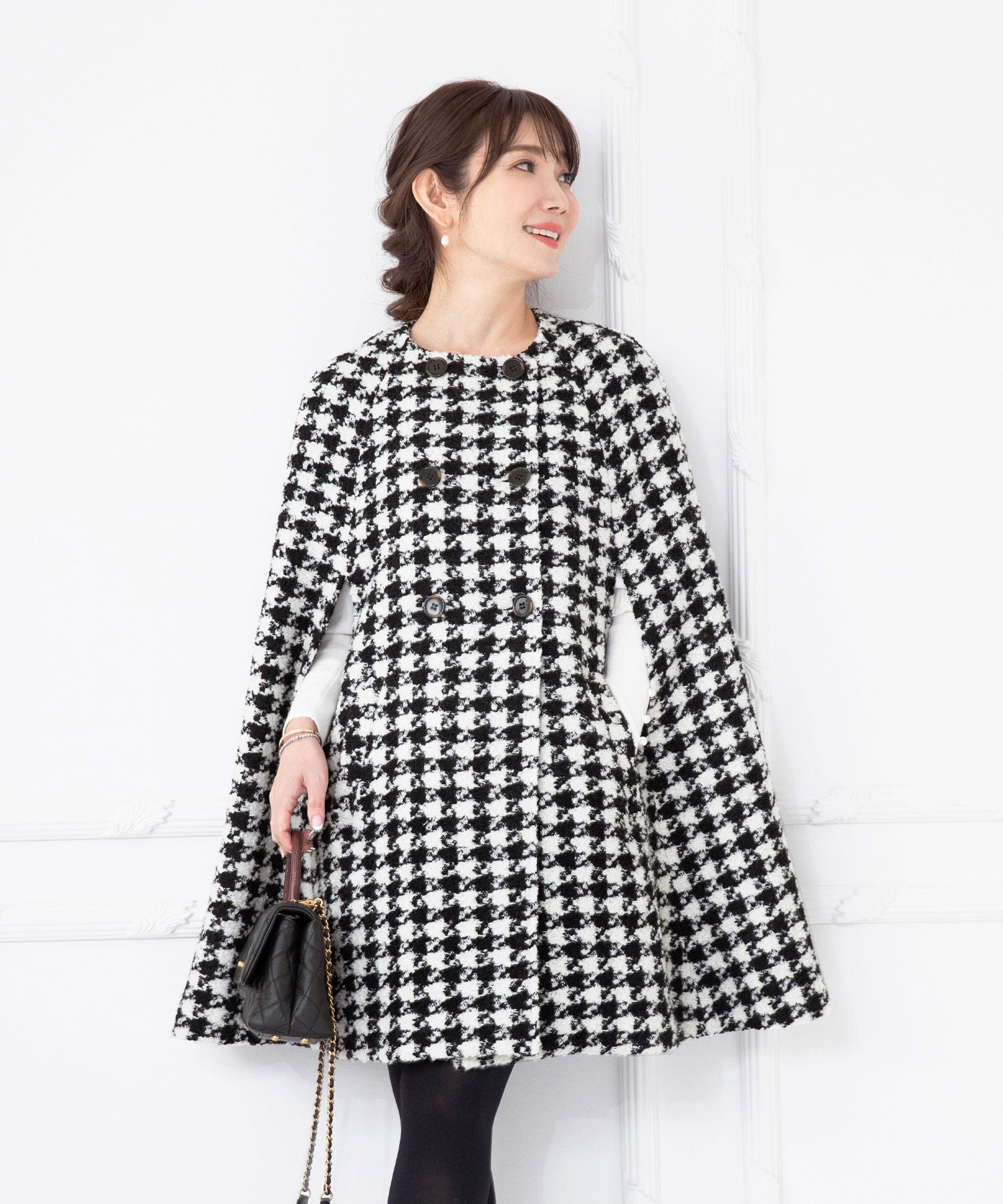 コート ポンチョ 千鳥格子 Liala×PG 全1色｜lpg112-1253【1】 - コート