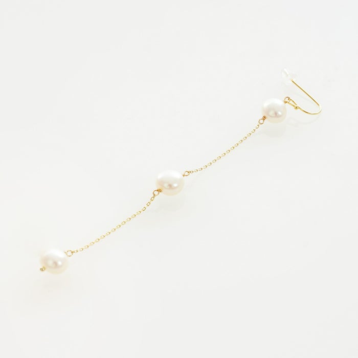 ボタン パール ロング ピアス イヤリング Button Pearl Long Pierce Earring