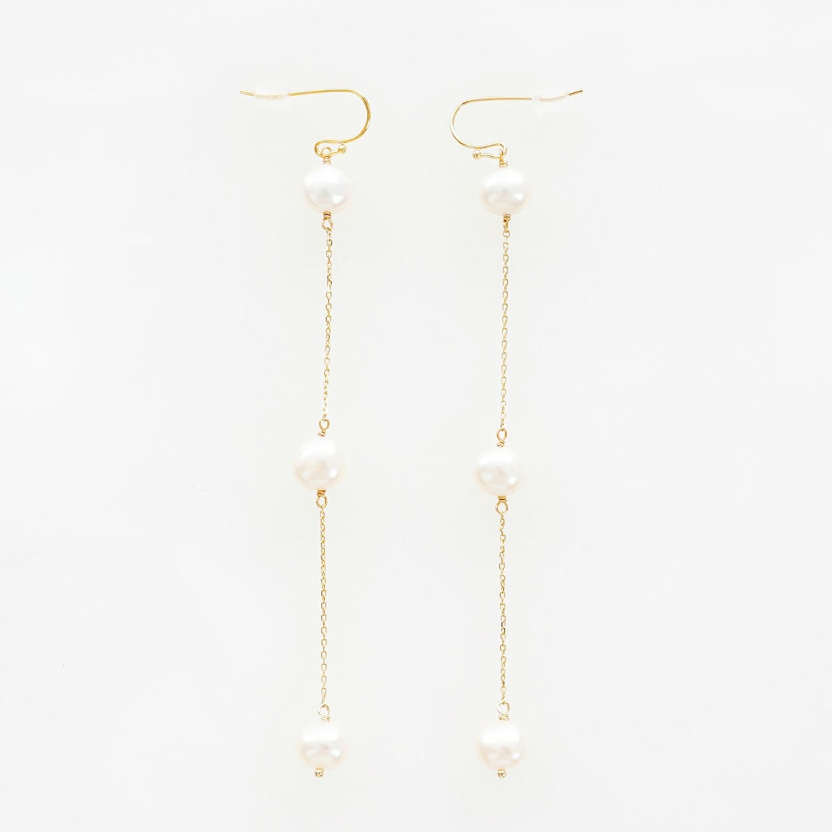 ボタン パール ロング ピアス イヤリング Button Pearl Long Pierce Earring