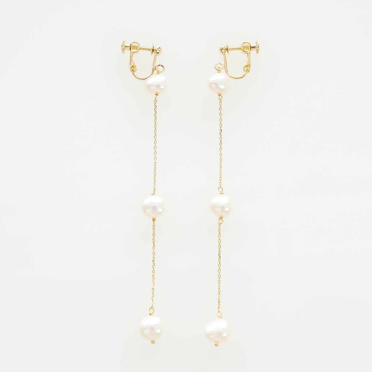 ボタン パール ロング ピアス イヤリング Button Pearl Long Pierce Earring