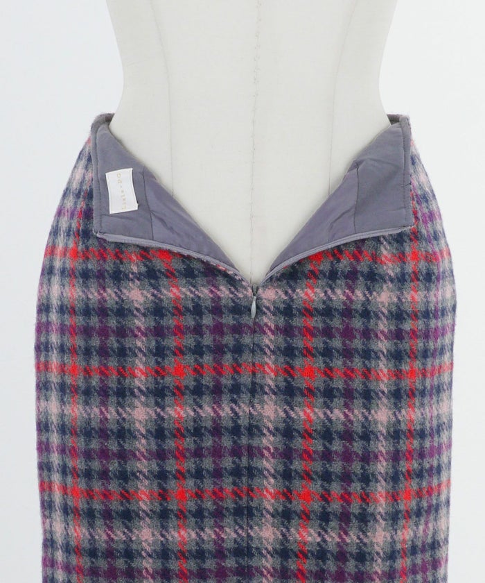 Iライン/タイトスカート/チェック/ポケット/スリット/カラー