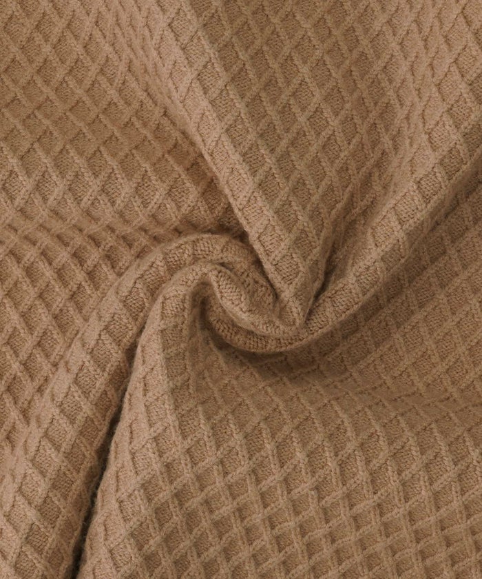 手洗い可/レディース/トップス/ニット/カーディガン/レース/ビックカラー/レースカラー/ワッフルニット/秋/冬/長袖/キャラメル/グレー/ネイビー/