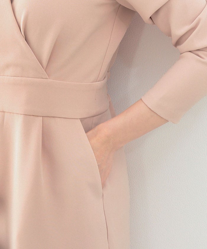 newcolor/オケージョン/とろみ素材/パール/ポケット/9分袖/美ライン/肩タック/