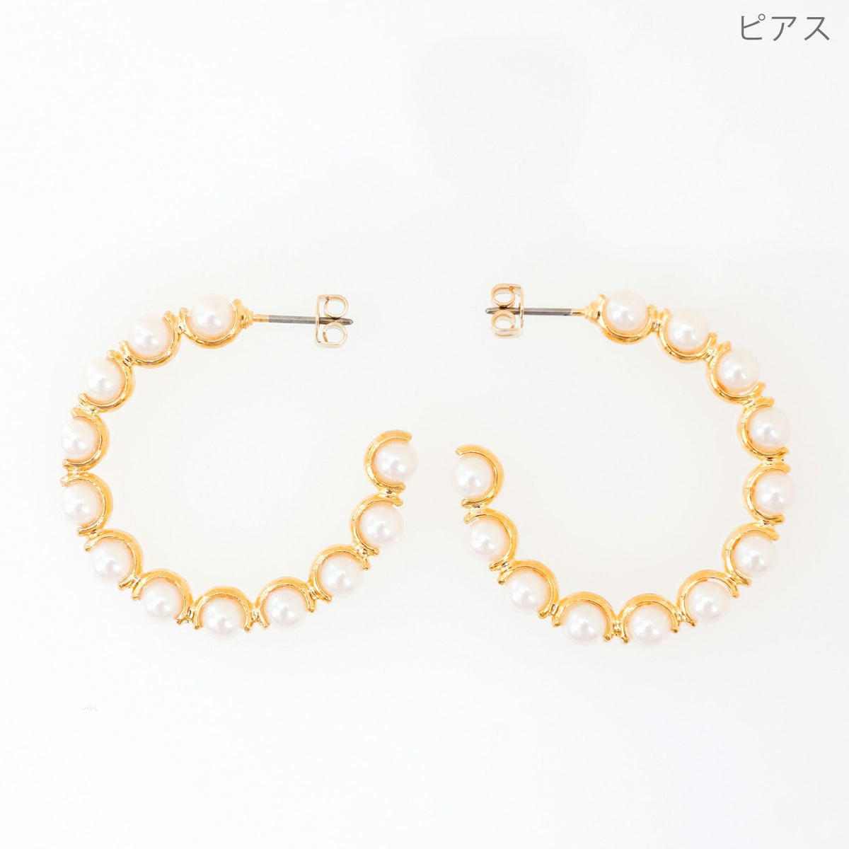 トゥエルブ パール フープ ピアス イヤリング