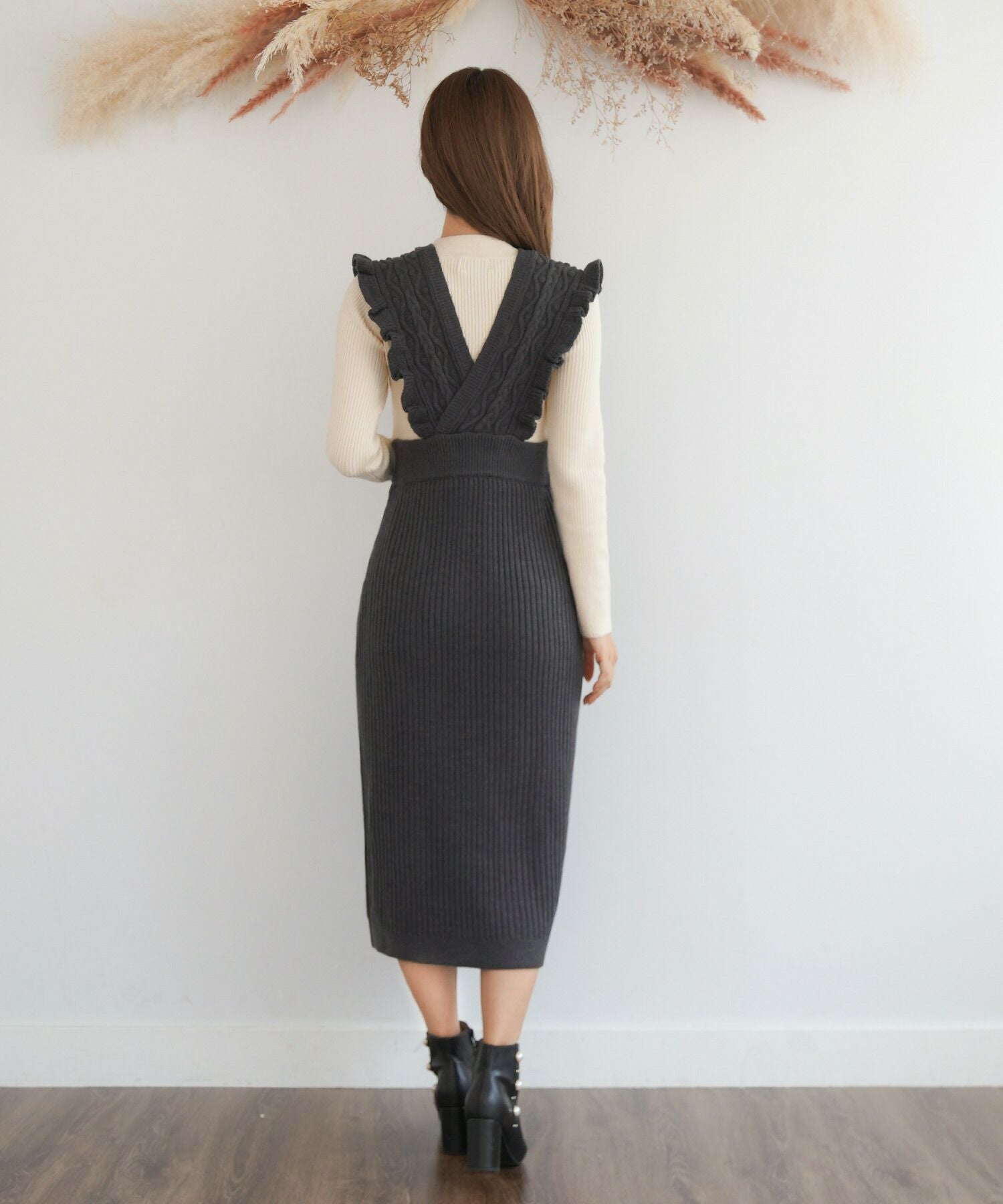 ニットワンピース クロスレイヤード ケーブル編み le reve vaniller 全