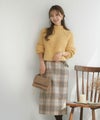 レディース/スカート/タイトスカート/チェック/タータンチェック/フリル/スリット/ポケット/秋/冬/膝下丈/アイボリー/グレー/マスタード/ブルー