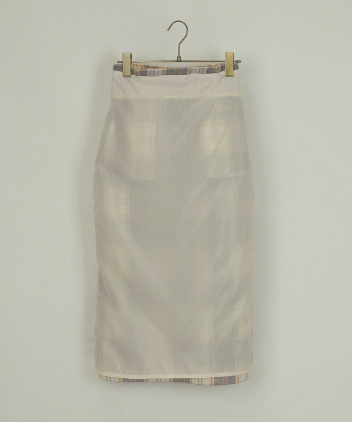 レディース/スカート/タイトスカート/チェック/タータンチェック/フリル/スリット/ポケット/秋/冬/膝下丈/アイボリー/グレー/マスタード/ブルー