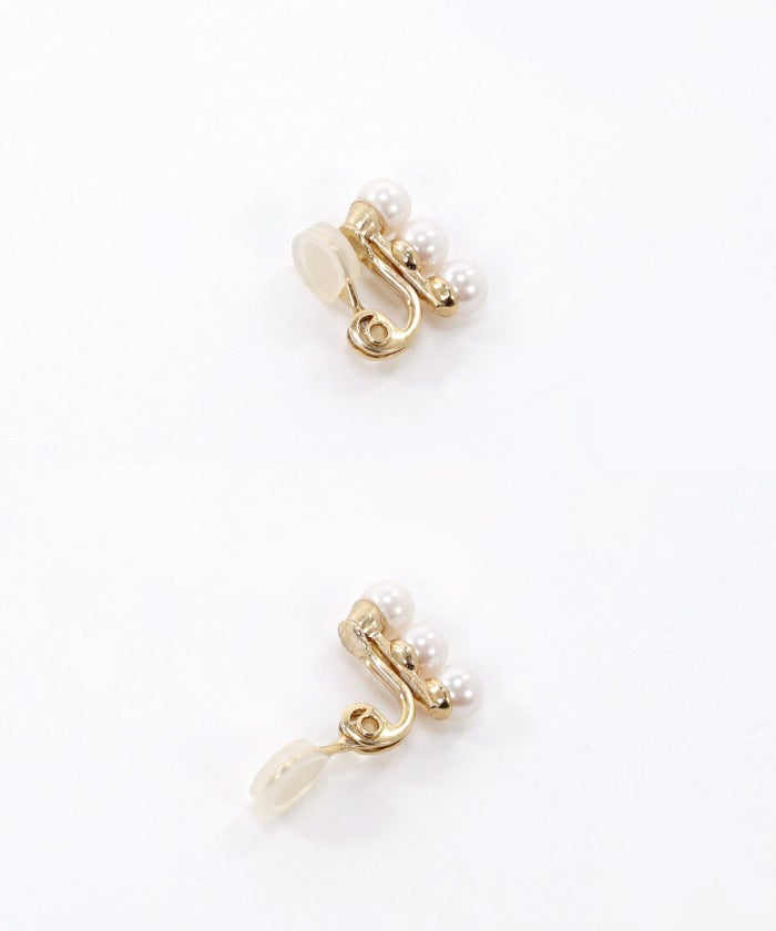 セレクト/日本製/ピアス/イヤリング/3連パール/パール/アクセサリー/ゴールド/上品/アクセント/シンプル