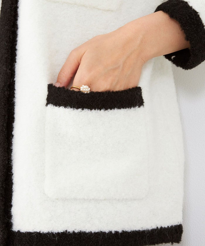 バイカラー/配色/長袖/ポケット/ルームウエア/ライトアウター