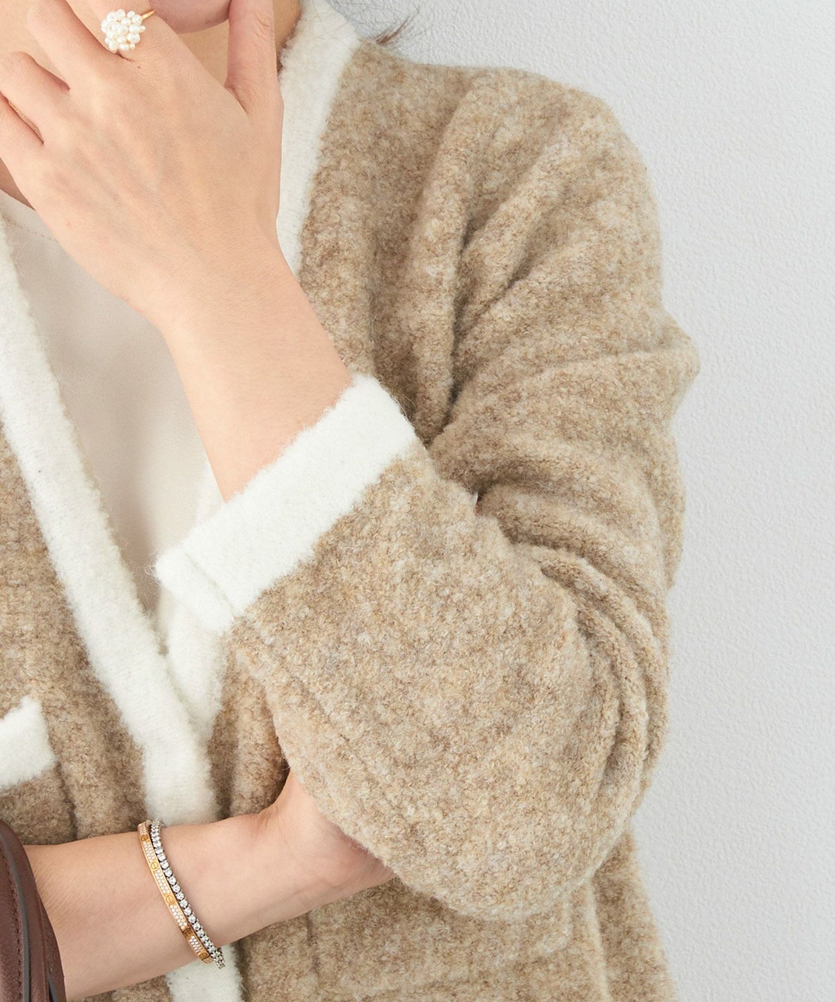 バイカラー/配色/長袖/ポケット/ルームウエア/ライトアウター