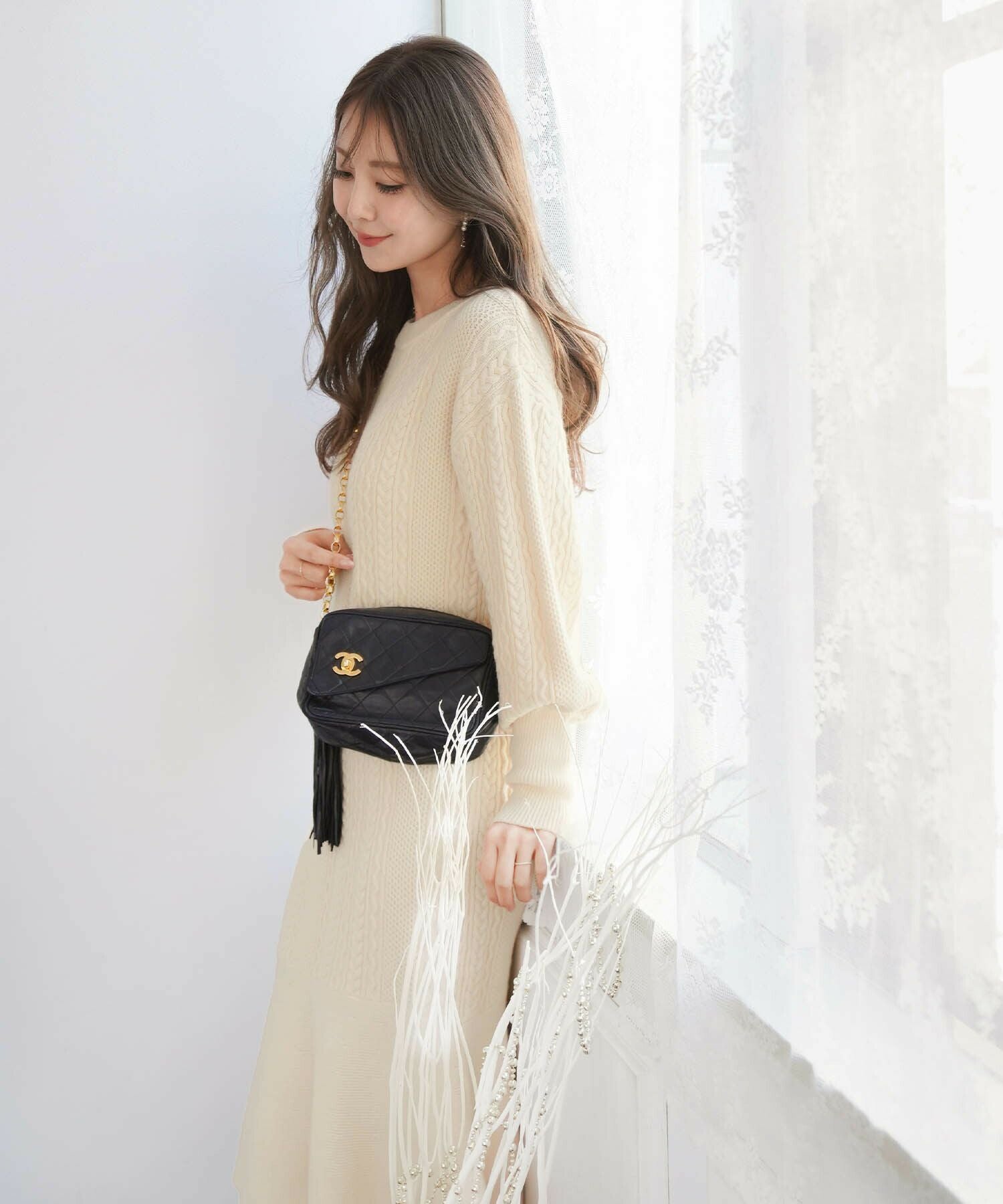 ニットワンピース アラン柄 セミマーメイドライン le reve vaniller 全