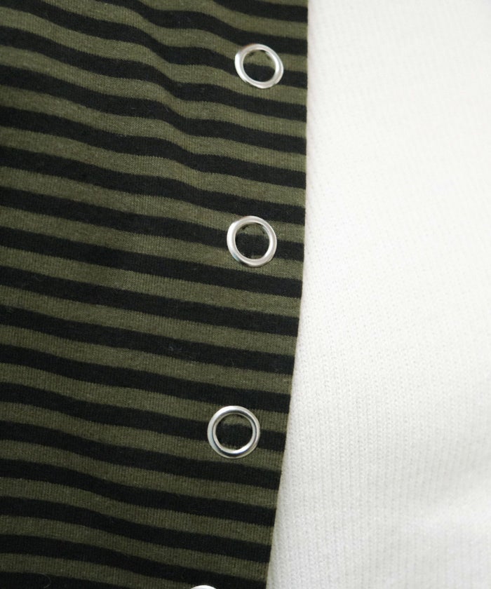 カーディガン/ストライプ/カーキ/アイボリー/ブラウン