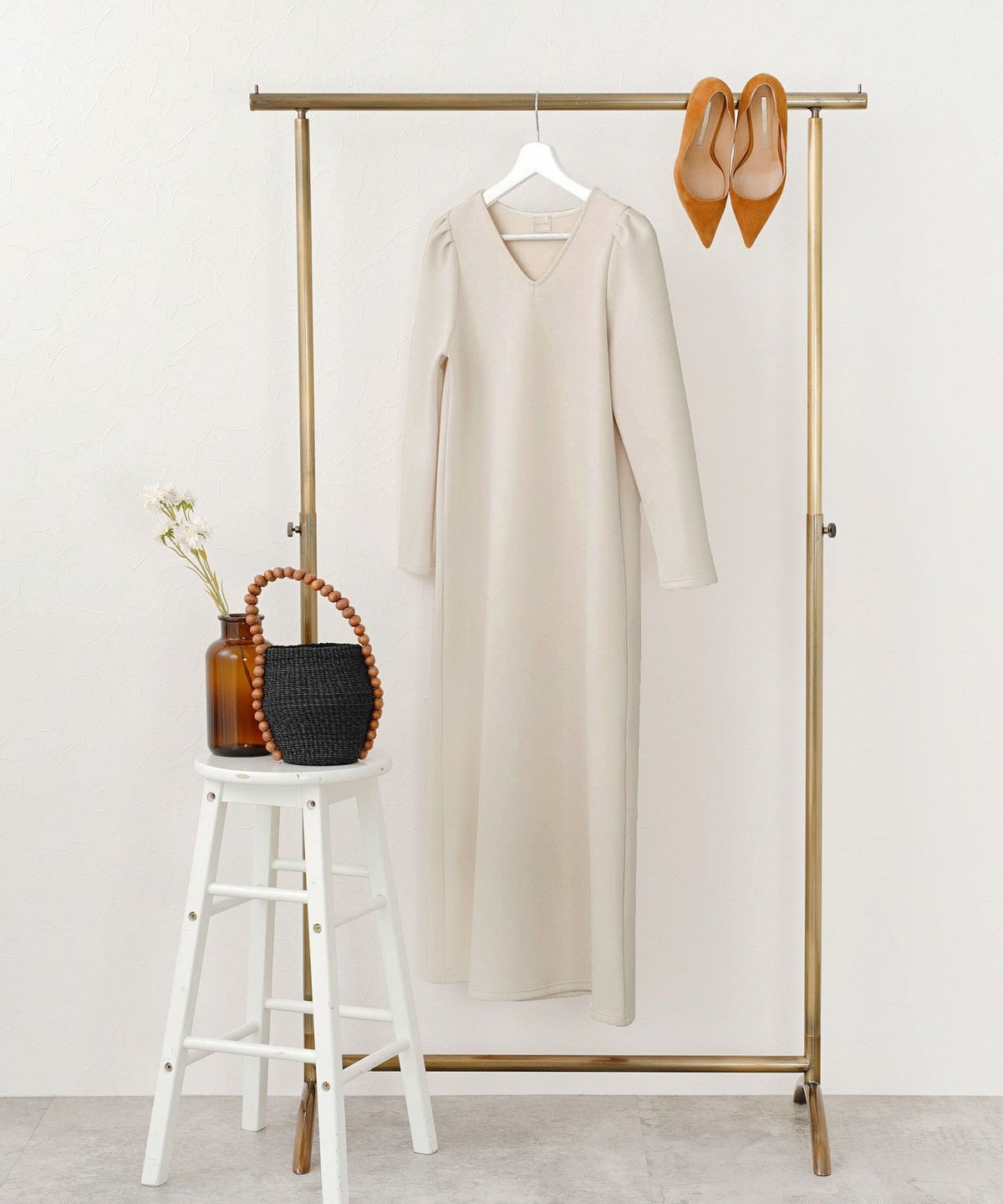 新色追加手洗い可日本製ワンピースカットソーロングマキシ大人かわいい白黒ルームウェアジョイントスペースワンマイルダンボールニット袖タックワンピースLiala×PG全4色｜lpg311-1319【10】