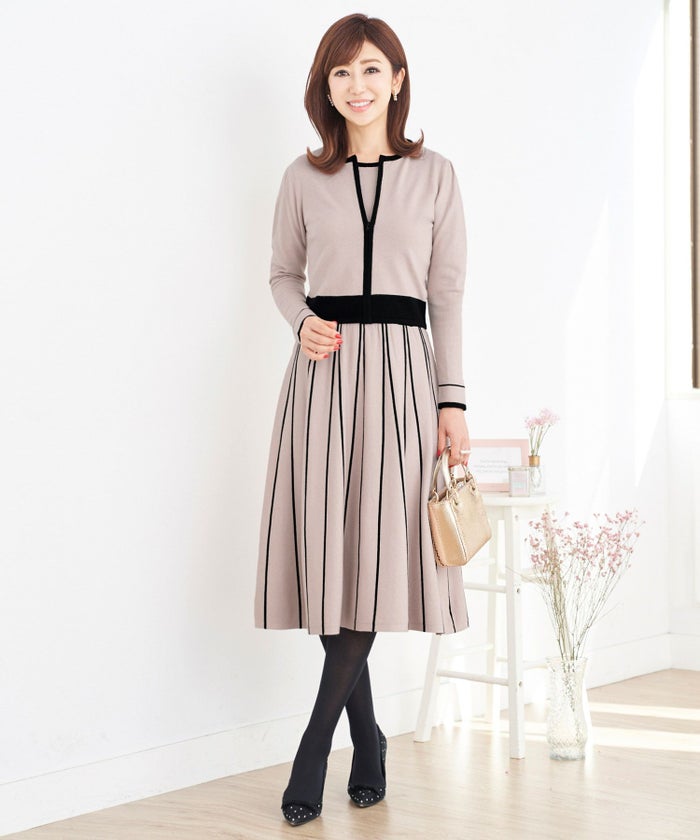 新色追加/プリマシェレル/PrimaScherrer/レディース/トップス/ニット/ハイゲージニット/ピンク/ピンクベージュ/ブラックファスナー/長袖/羽織り/ニットジャケット/上品/セットアップ対応/S/M