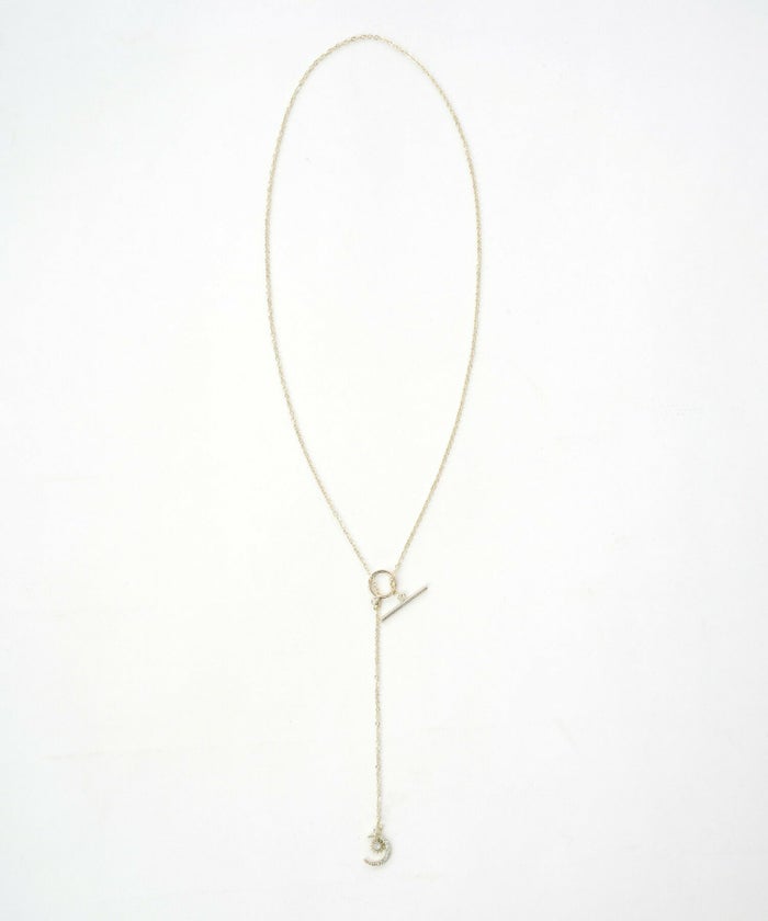 レディース/トップス/ニット/プルオーバー/リブ/ラウンドネック/Uネック/シンプル/長袖/ネックレス/三日月/星/アイボリー/グリーン/ブラウン/ネイビー