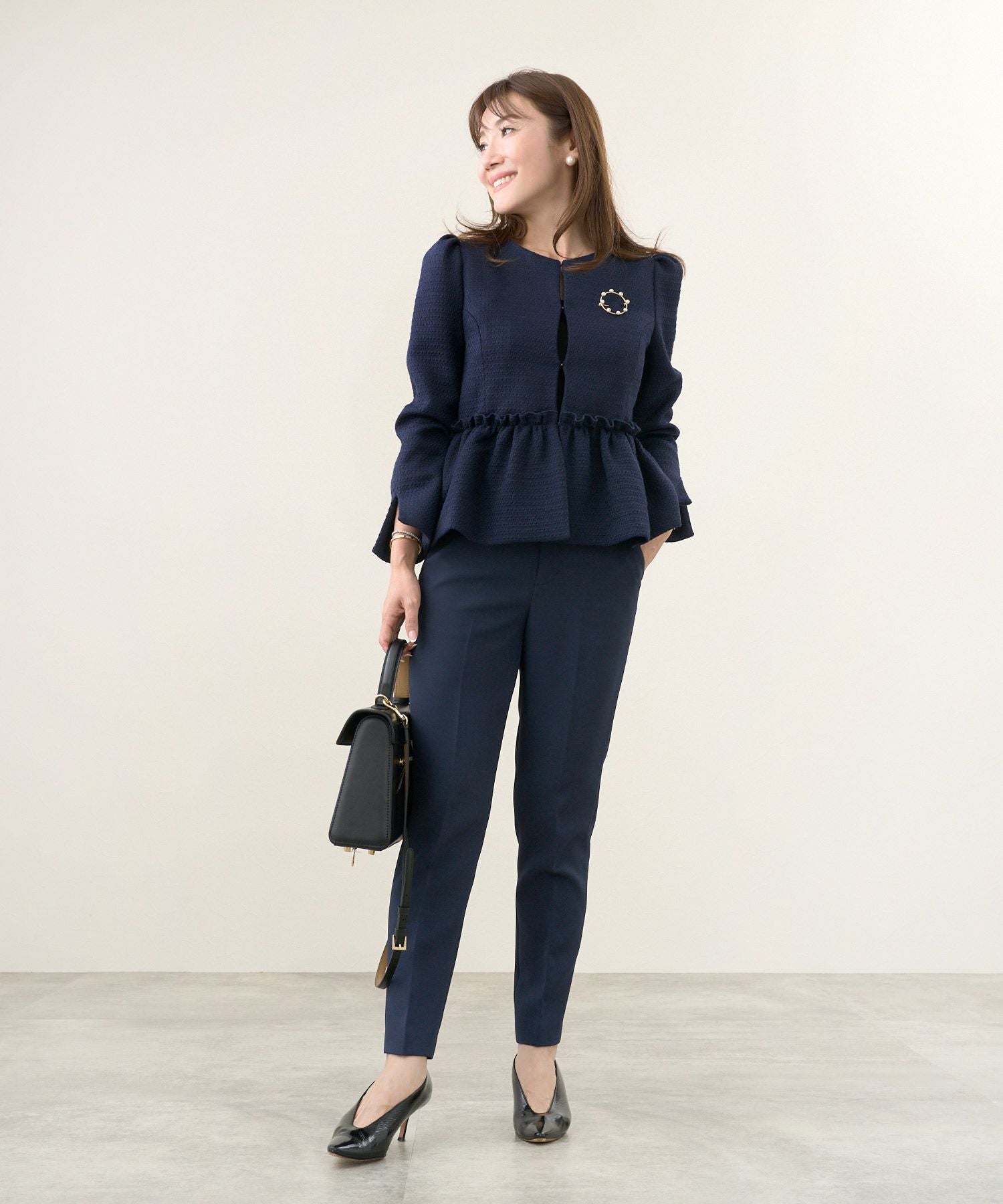 CLEARANCE-SALE 無地ツイード ペプラム ジャケット オケージョン Liala