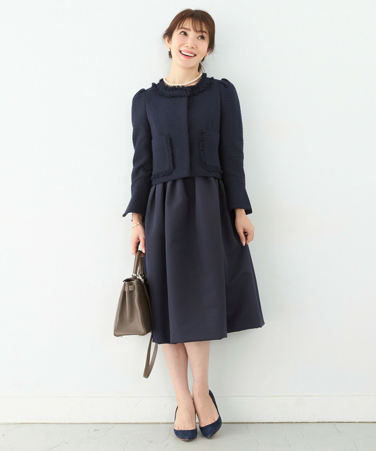 ノーカラー/ショート丈/セレモニー/卒入園/九分袖/袖口スリット