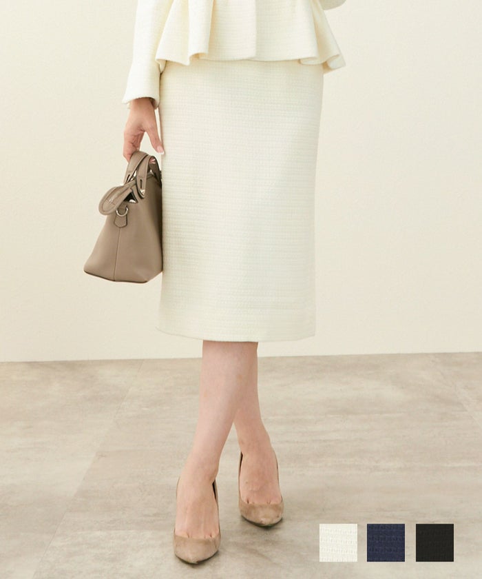 新色追加 newcolor オケージョン セレモニー 卒入園 フォーマル ミモレ丈 S M L 無地ツイード タイトスカート オケージョン Liala×PG