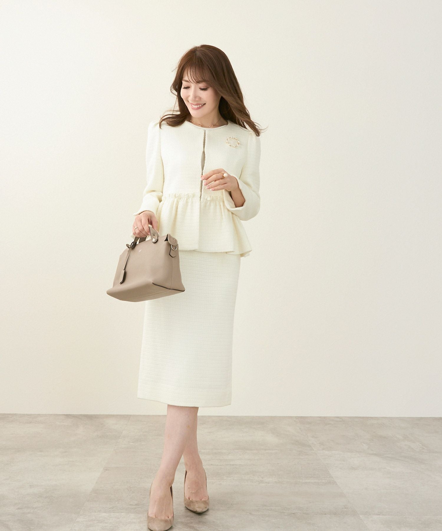 Occasion-SALE 無地ツイード タイトスカート オケージョン Liala×PG 全