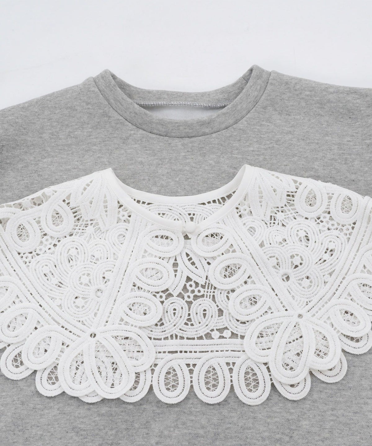 手洗い可/トップス/プルオーバー/カットソー/レース襟/付け襟/長袖/裏起毛
