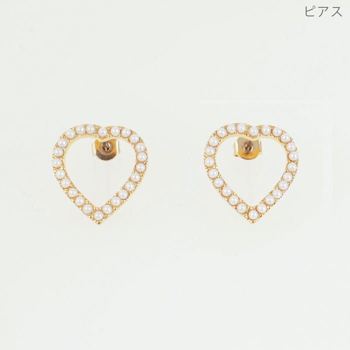 パール ハート シェイプ ピアス イヤリング Pearl Heart Shape Pierce Earring 真鍮 チタンポスト プラパール ハートピアス 大人可愛い パール ハート シェイプ ピアス イヤリング Pearl Heart Shape Pierce Earring （Liala）