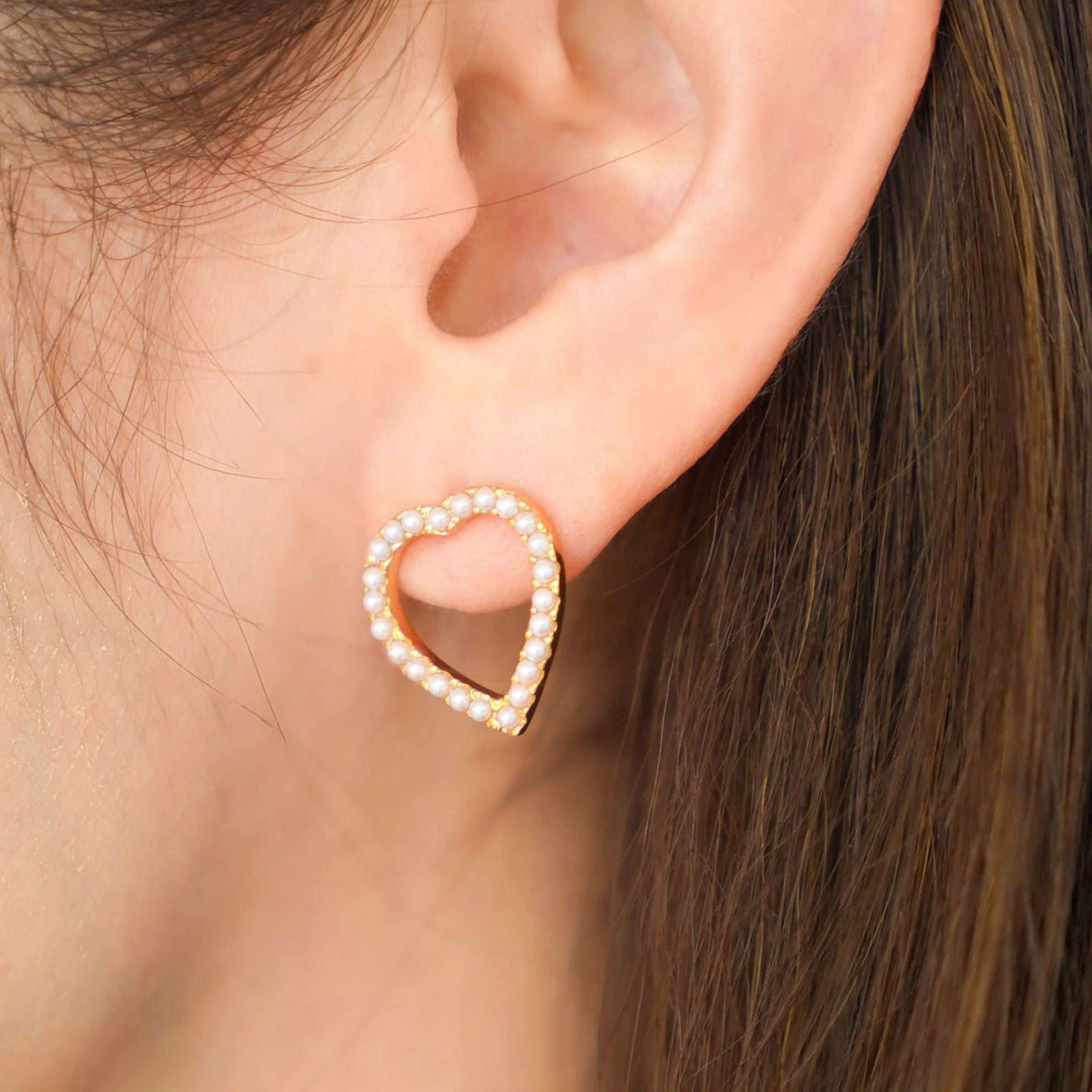 パール ハート シェイプ ピアス イヤリング Pearl Heart Shape Pierce