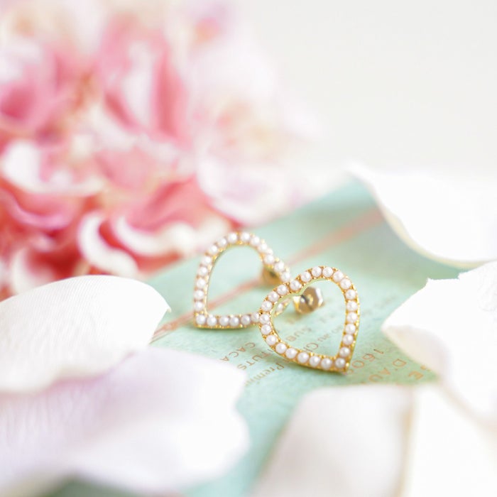 パール ハート シェイプ ピアス イヤリング Pearl Heart Shape Pierce Earring