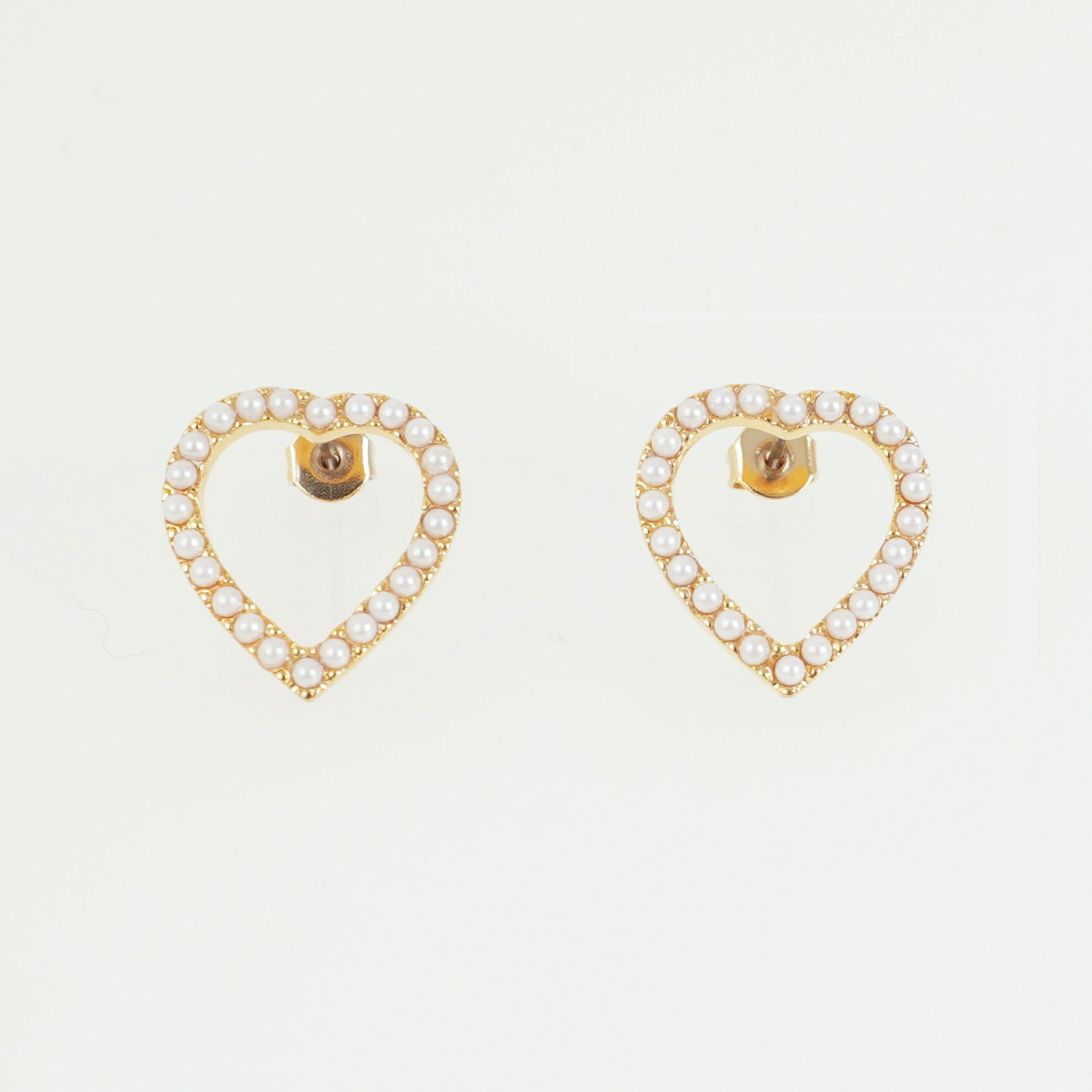 【1005】Ｗハートのピアス／イヤリング パール ハート シェイプ ピアス イヤリング Pearl Heart Shape Pierce