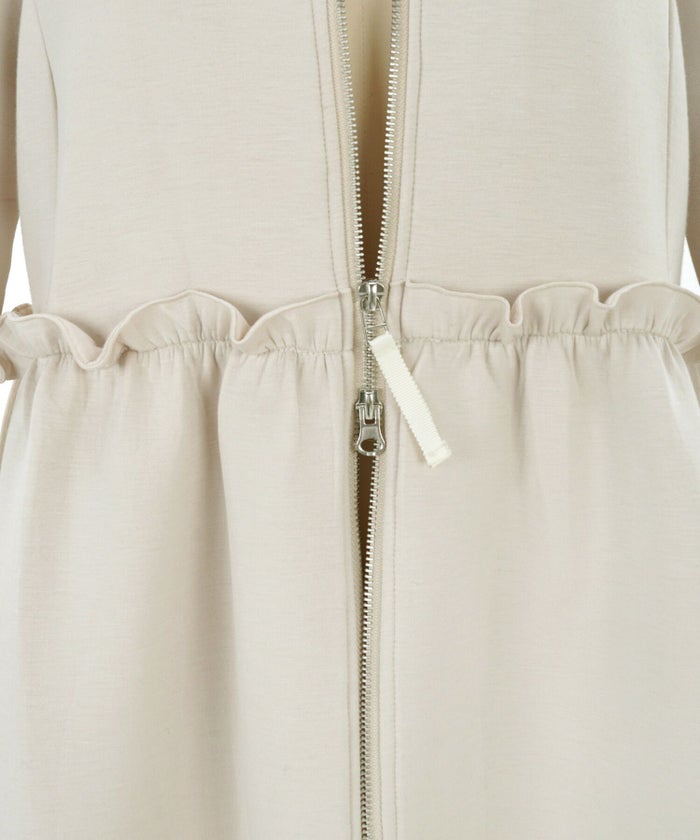 ライトアウター/羽織/長袖/ノーカラー/フリル/ふんわり/ポケット付き/S/M