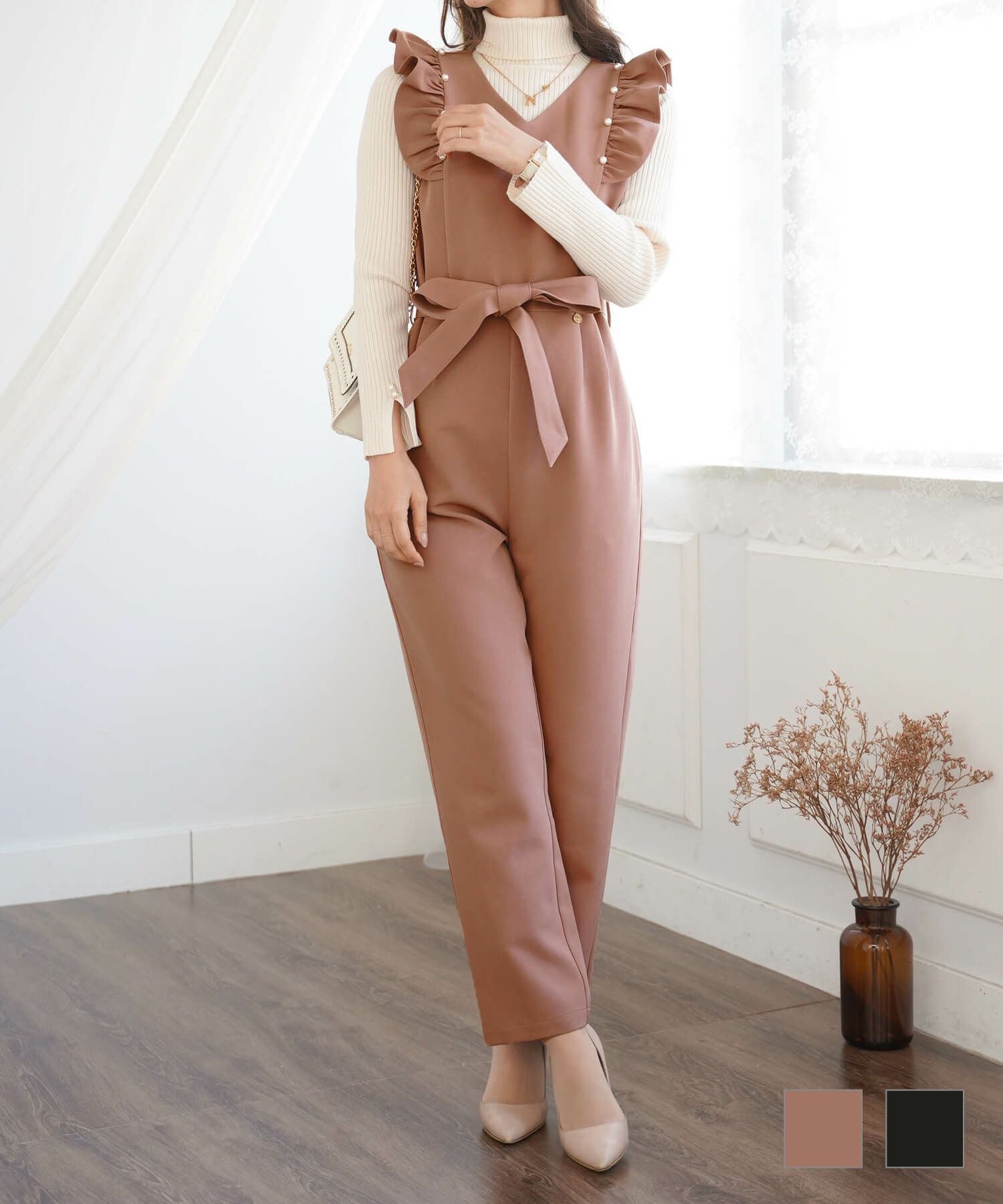 オールインワン パール ＆ フリル デザイン le reve vaniller 全2色