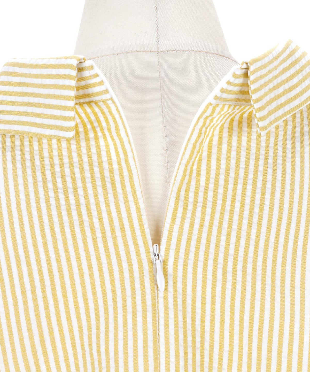 手洗い可/シャツワンピ/襟付き/カシュクール/サッカー生地/膝下丈/長袖