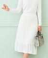 プリマシェレル/PrimaScherrer/レディース/フレア/膝下/春色/シャリ感/セットアップ対応/S/M/ホワイト/ベージュ/ミント/サマーニット/春ニット/立体感/上品/きれいめ/フレアスカート