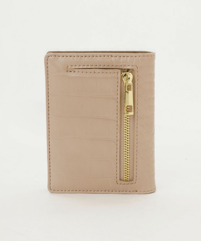 レディース/小物/グッズ/財布/ミニ財布/ウォレット/二つ折り/コンパクト/クロコ柄/チャーム/ハート/ゴールド/アイボリー/ベージュ/フェミニン/大人かわいい